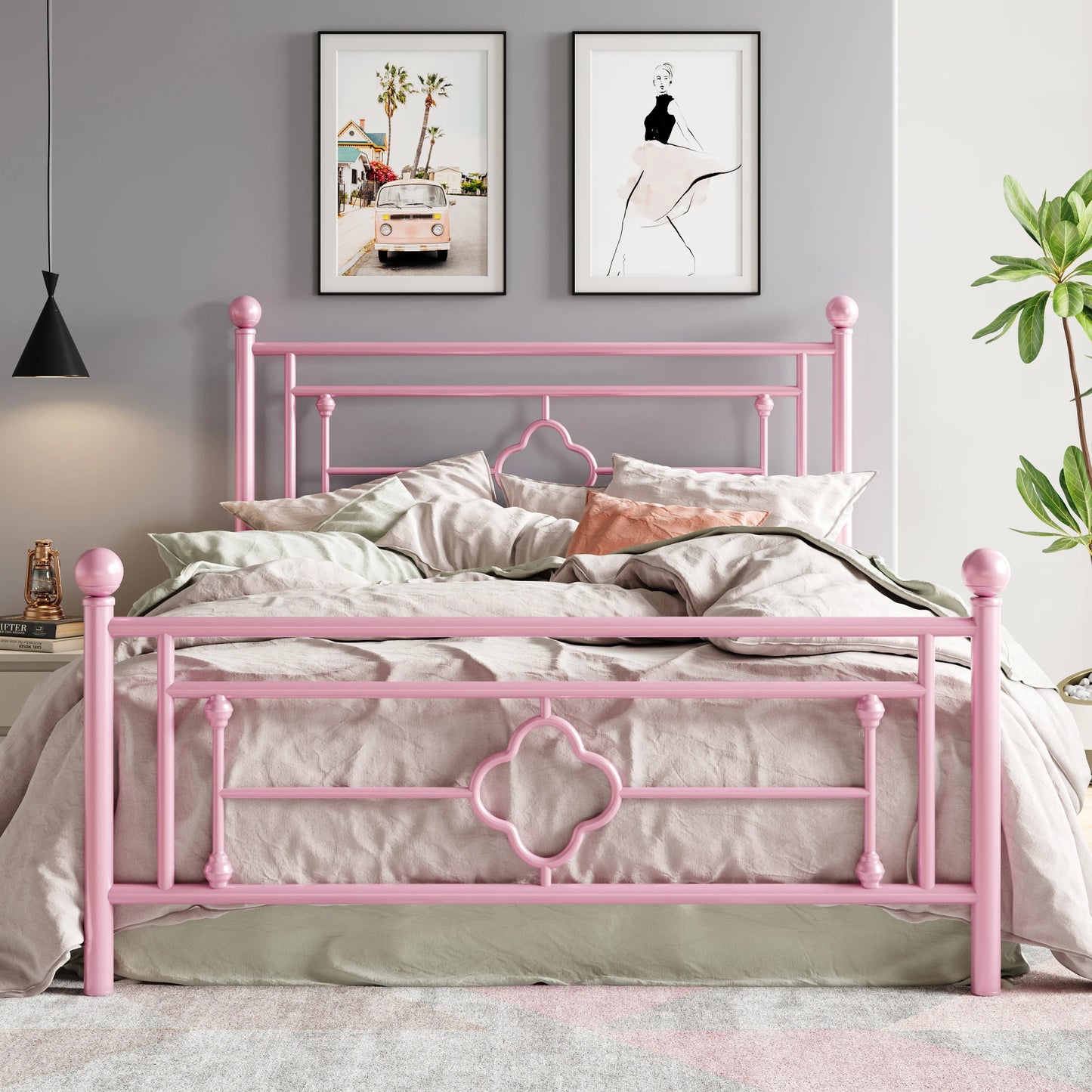 Metal Platform Bed Frame, Vintage Victorian Style