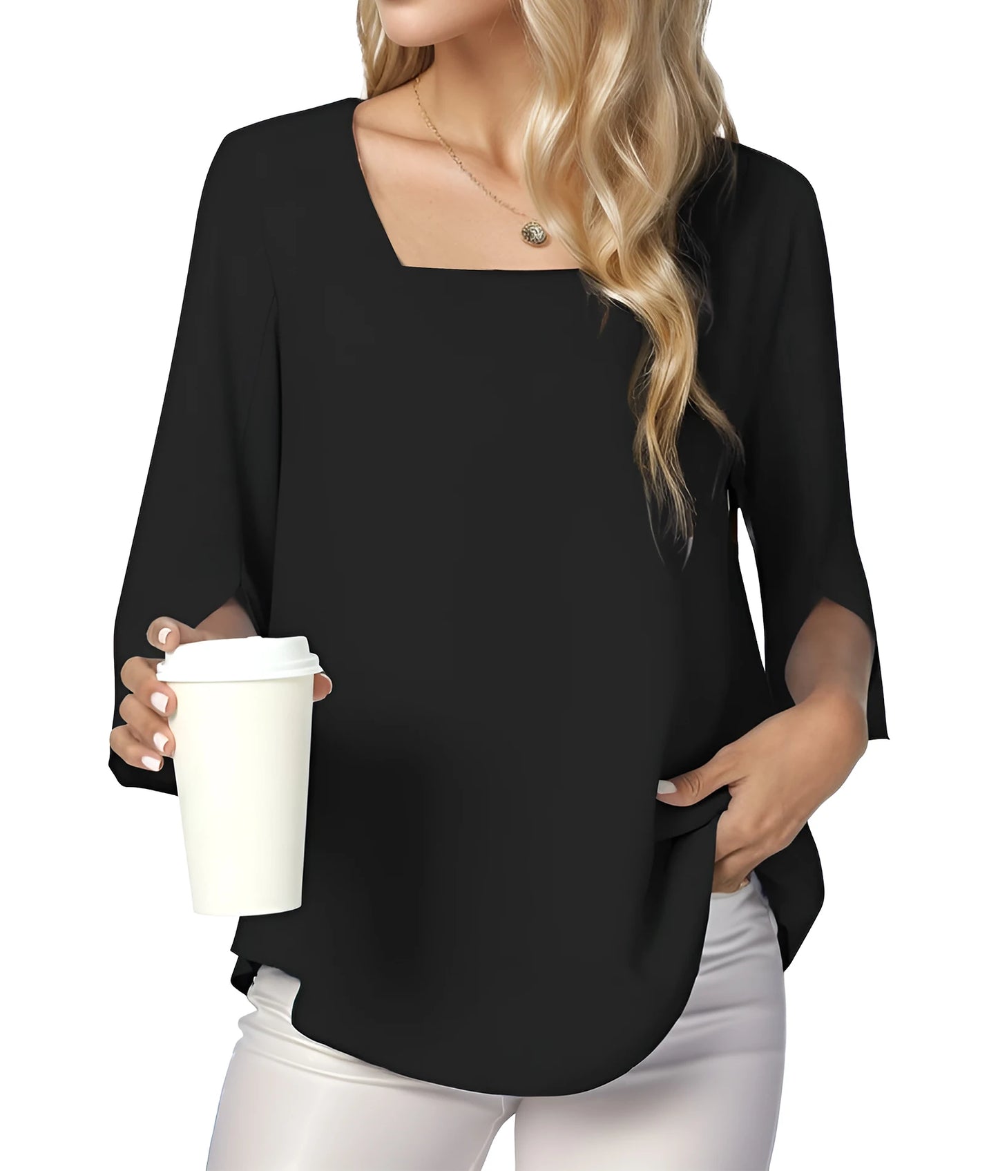 Womens Casual Square Neck Loose Top
