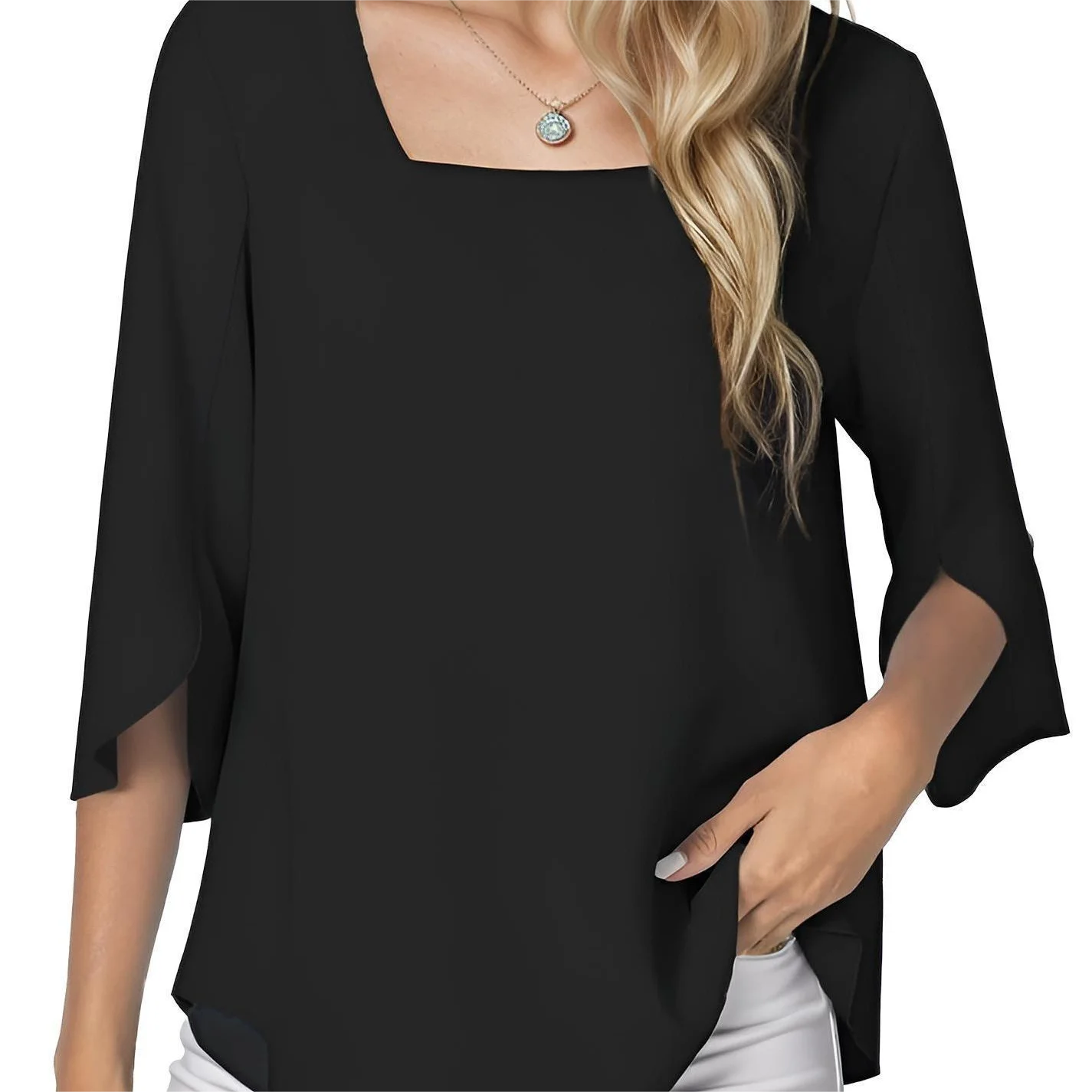 Womens Casual Square Neck Loose Top