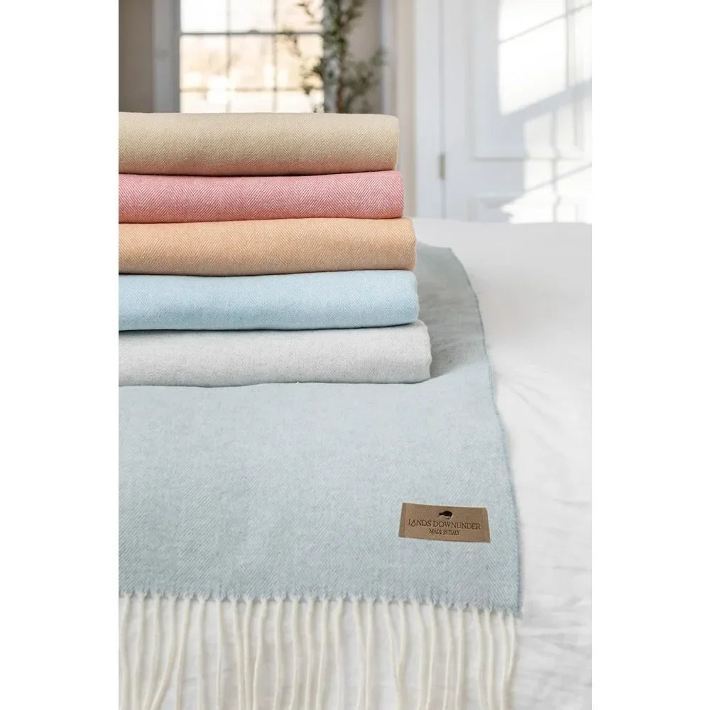 Luxury Crystal Blue Herringbone Throw