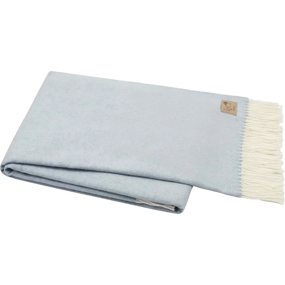 Luxury Crystal Blue Herringbone Throw