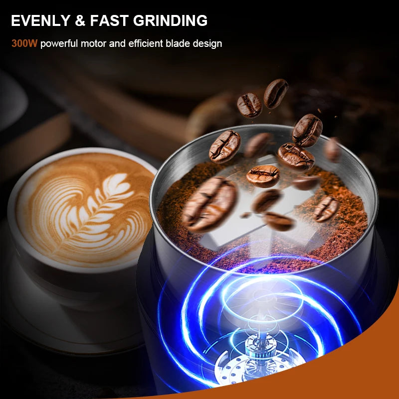 Coffee Bean Grinder with Removable Stainless Steel Cup