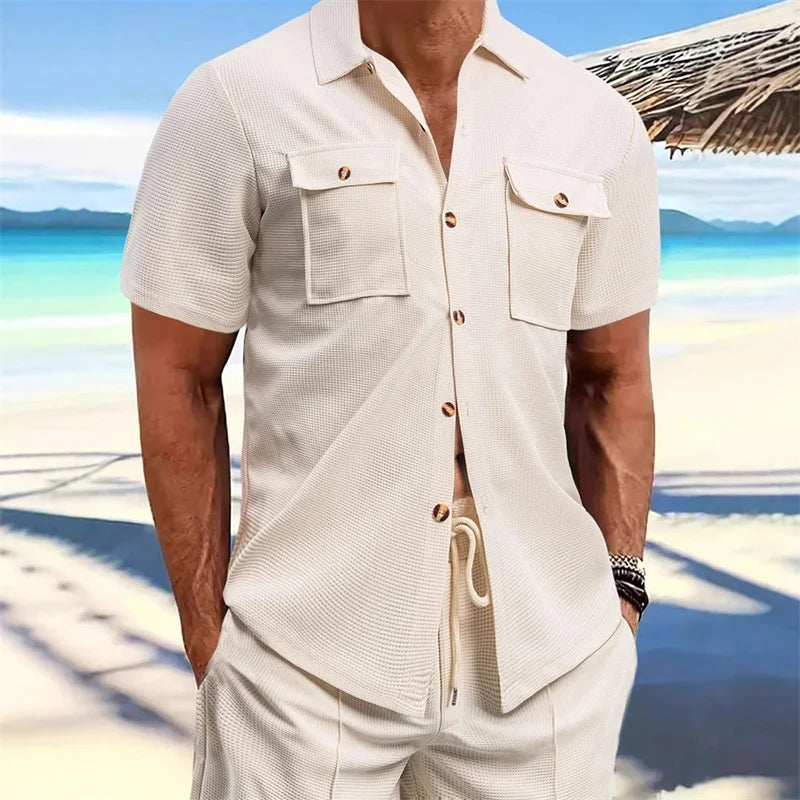 Men s Casual Short Sleeve Button Down Shirt