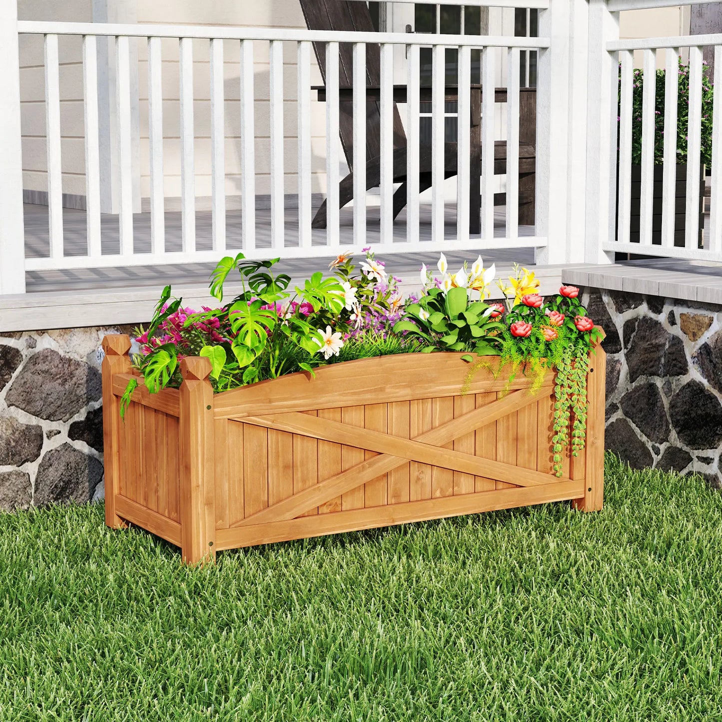 Wooden Raised Garden Bed Elevated Outdoor Planter Box