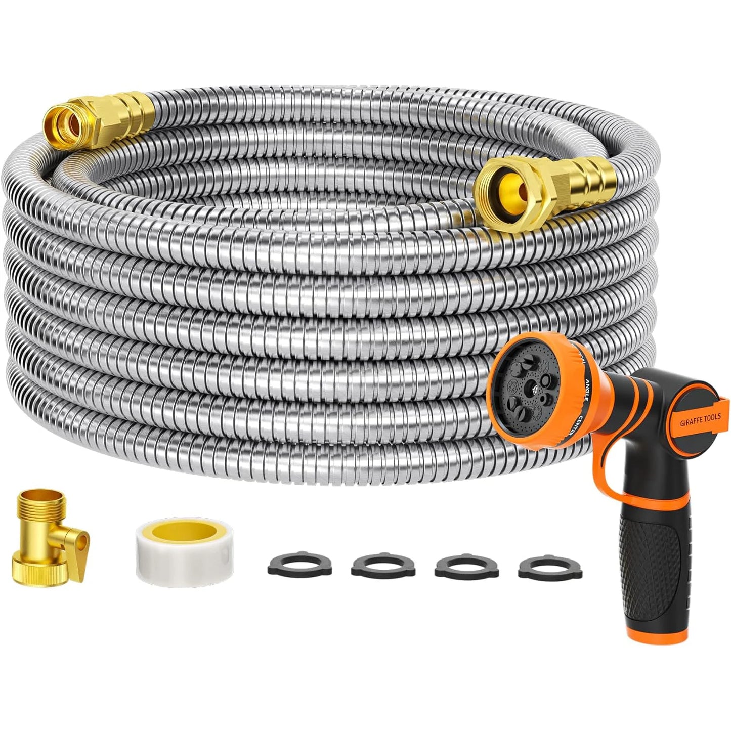 5/8" Garden Hose, Stainless Steel Metal Water Hose,