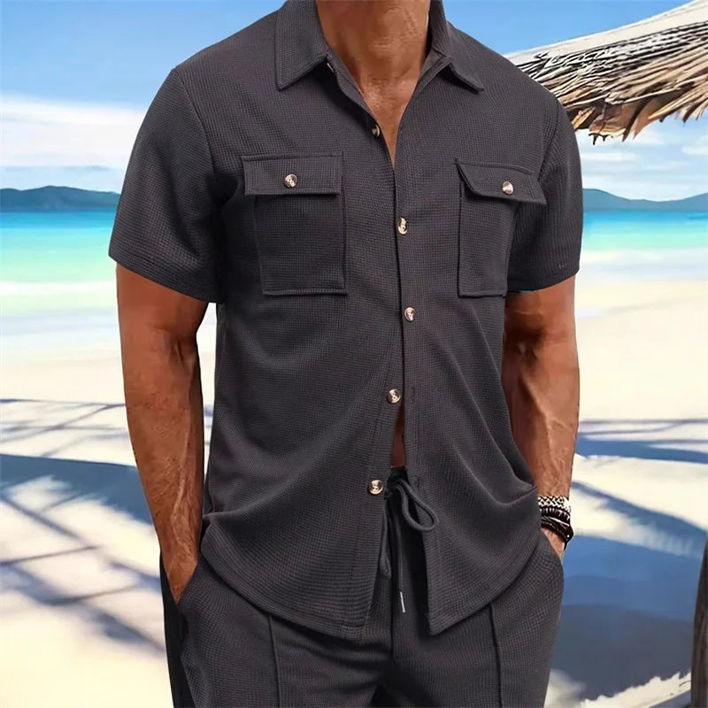 Men s Casual Short Sleeve Button Down Shirt