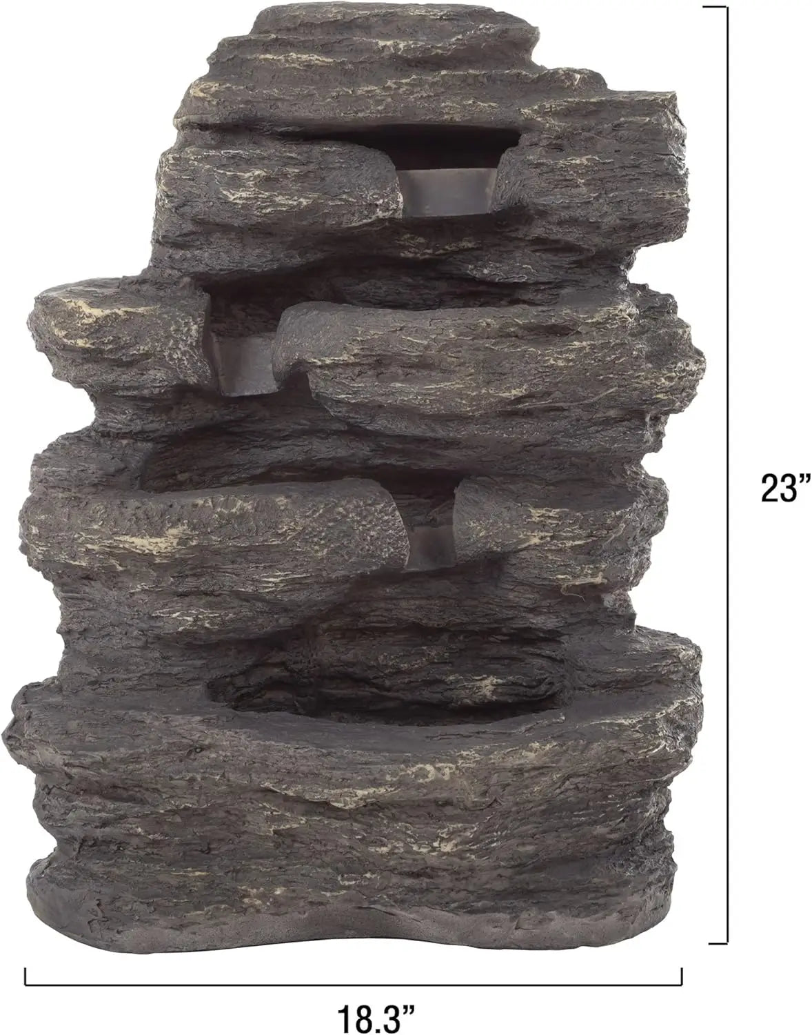 Outdoor Water Fountain With Cascading Waterfall, Natural Looking Stone and Soothing Sound for Decor on Lawn, Garden, and Patio
