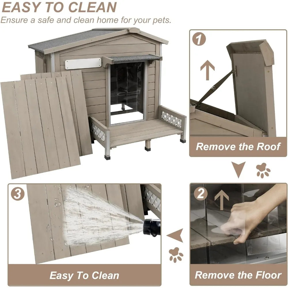 41" L Outdoor Large Dog House with Porch,