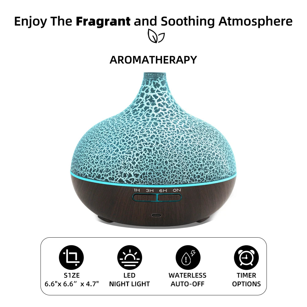 Crack Design Ultrasonic Diffuser 550ml Humidifier with Auto Shut Off