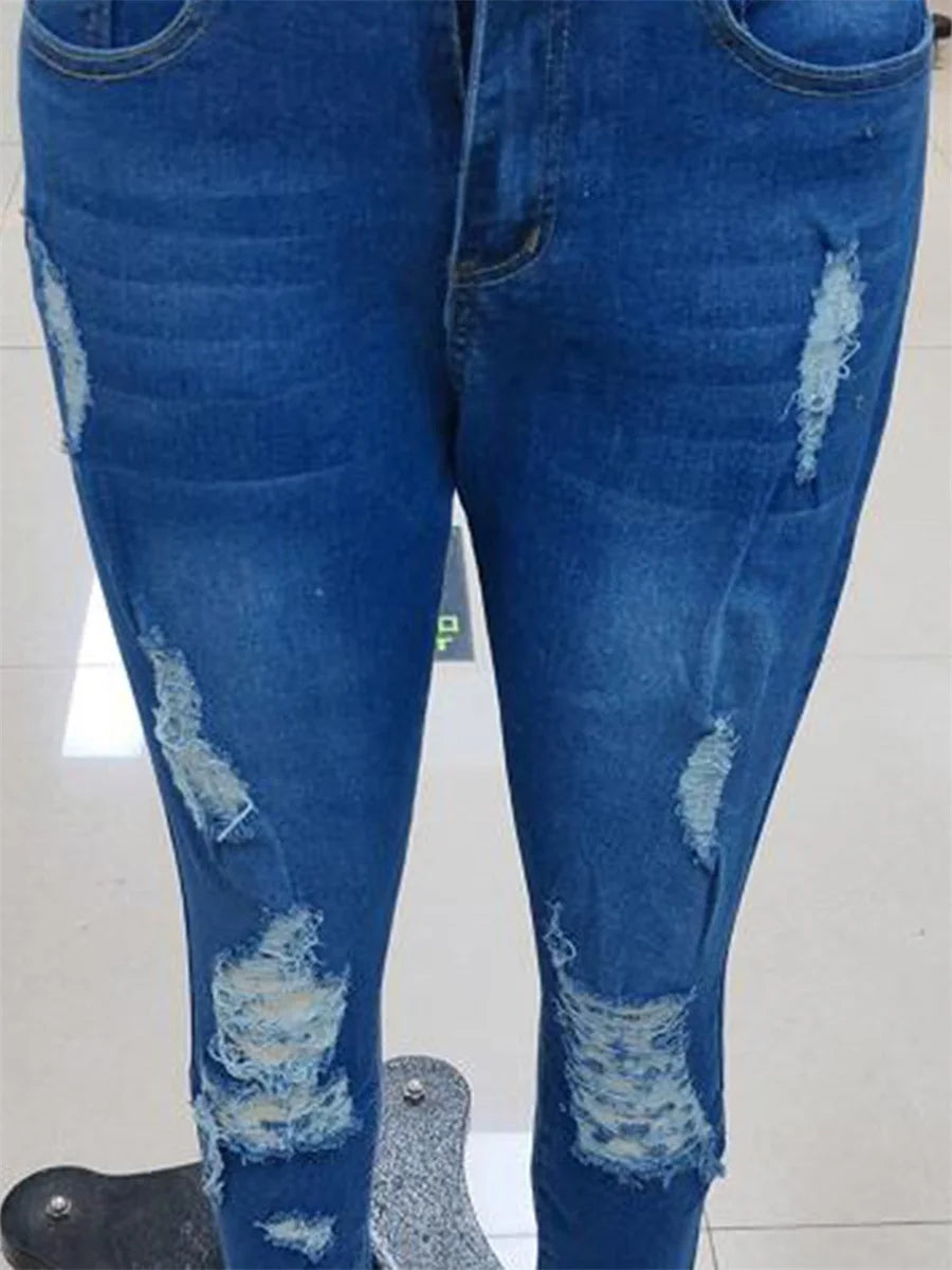 Ladies High Waist Skinny Jeans Stretch