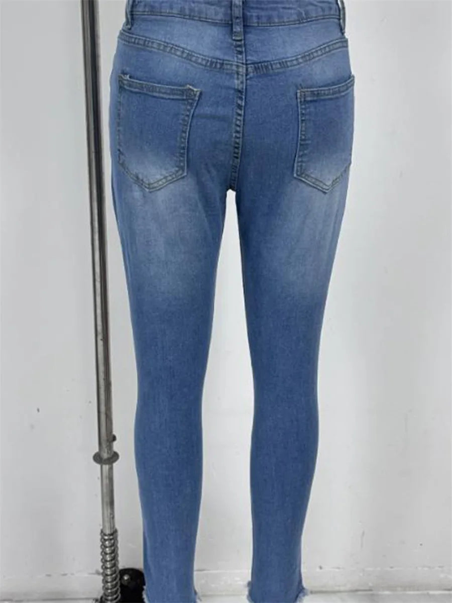 Ladies High Waist Skinny Jeans Stretch