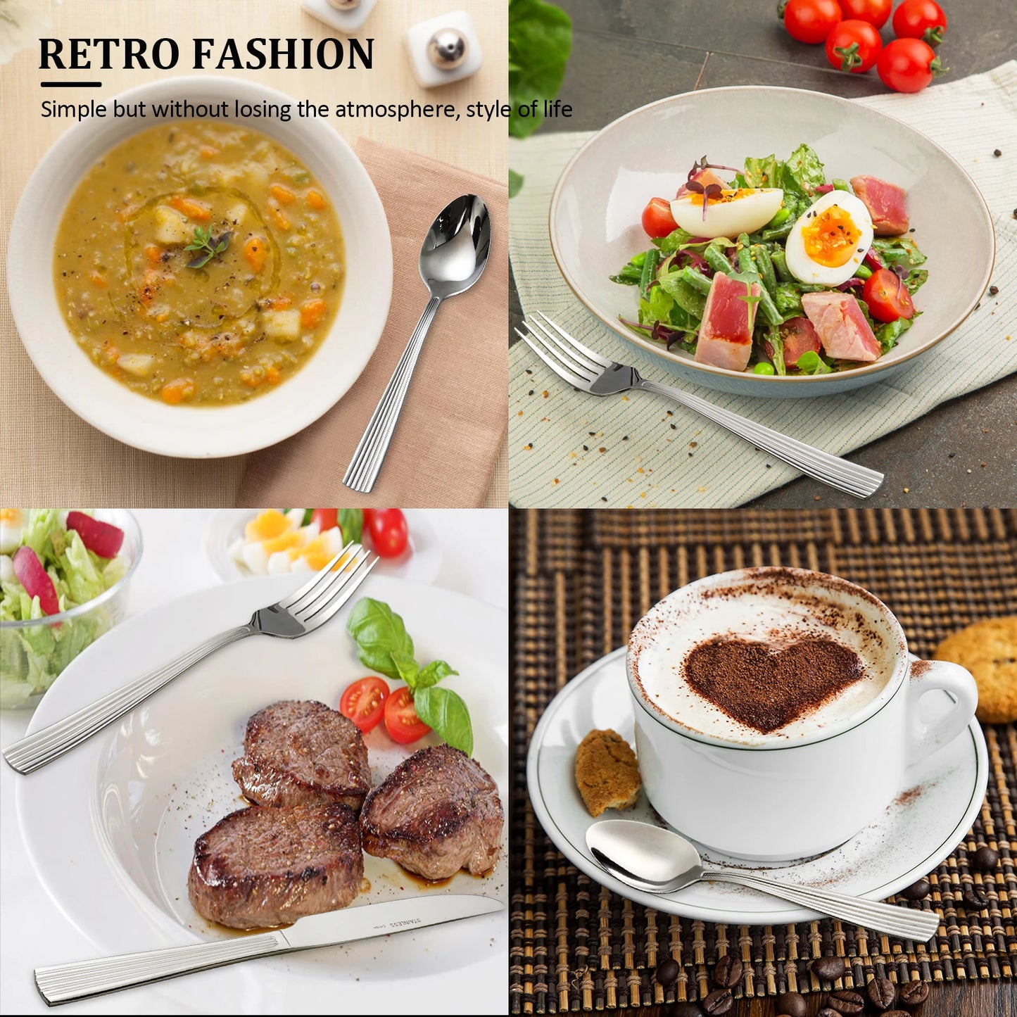 45pcs Stainless Steel Silverware Set Flatware Utensil for Kitchen Dining Set