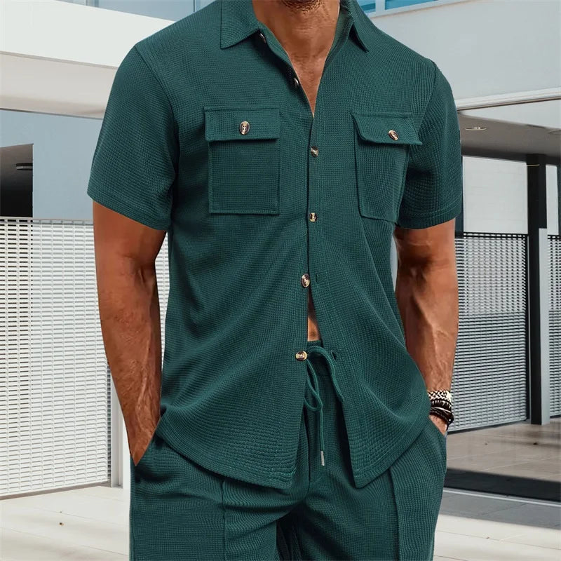 Men s Casual Short Sleeve Button Down Shirt