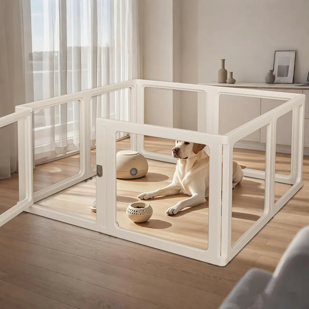 Citylife Dog Playpen with Door Clear Pet Playpen for Indoor Outdoor