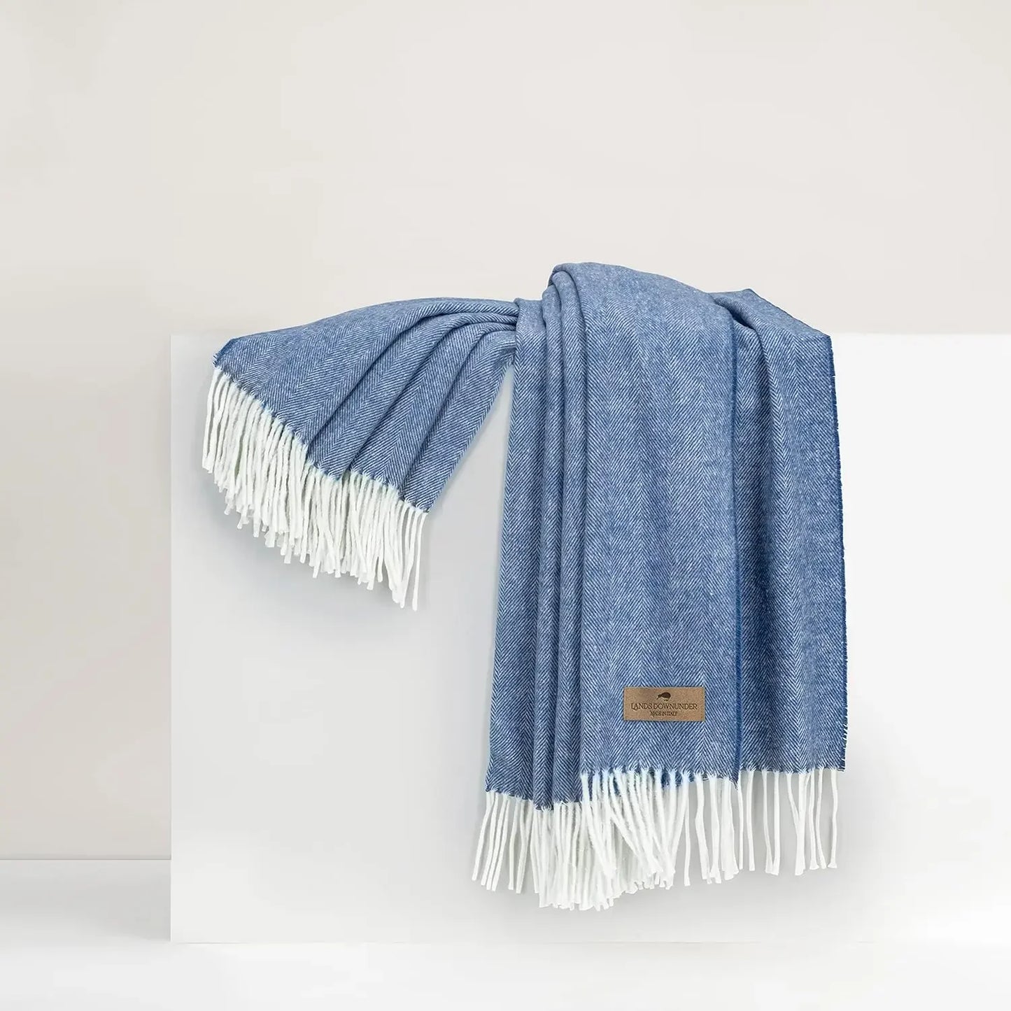 Luxury Crystal Blue Herringbone Throw