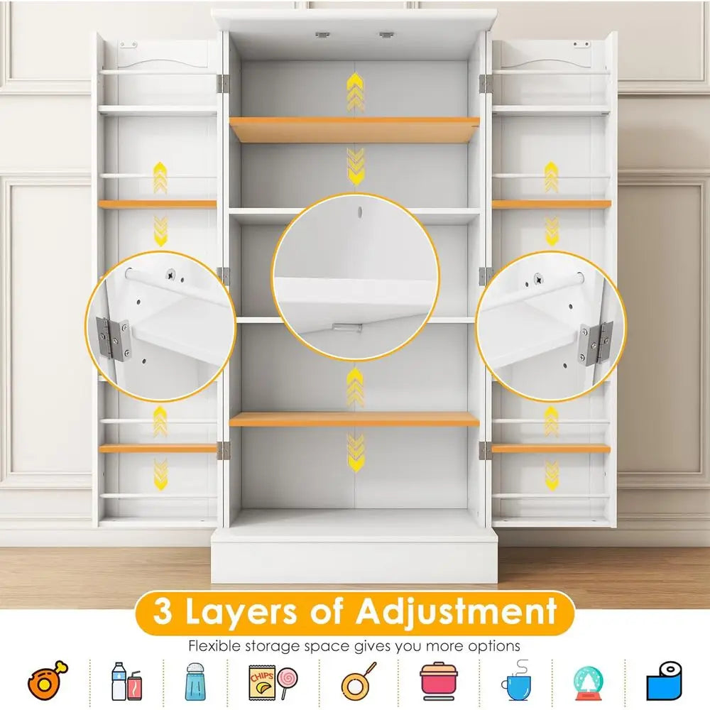 47” Pantry Cabinet, Kitchen Pantry Storage Cabinet with Doors and Adjustable Shelves,Freestanding Buffet Cupboards Sideboard