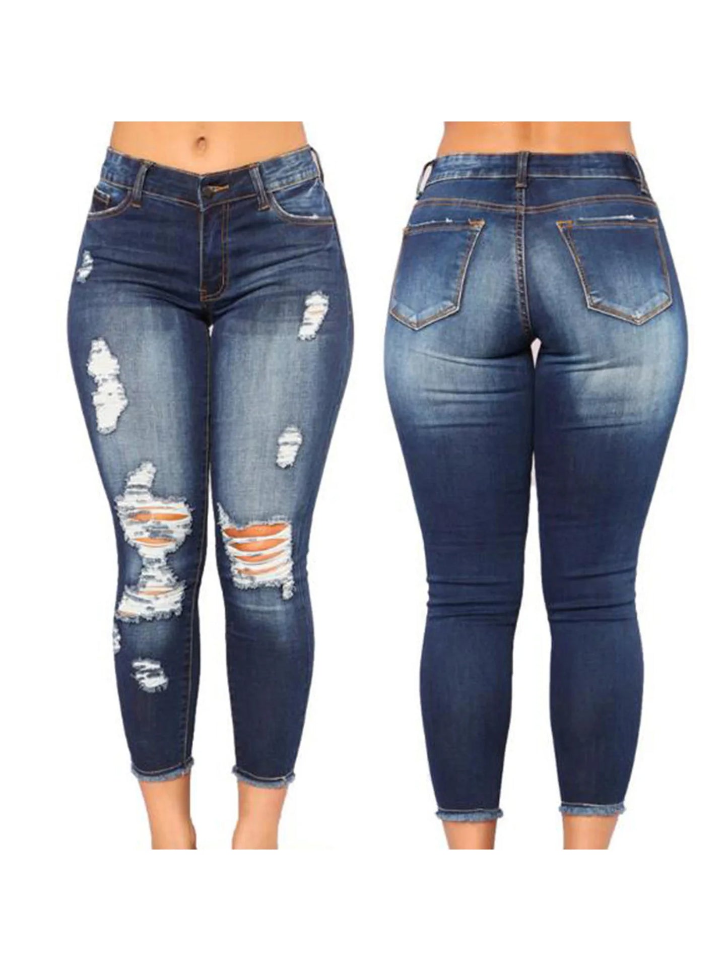 Ladies High Waist Skinny Jeans Stretch