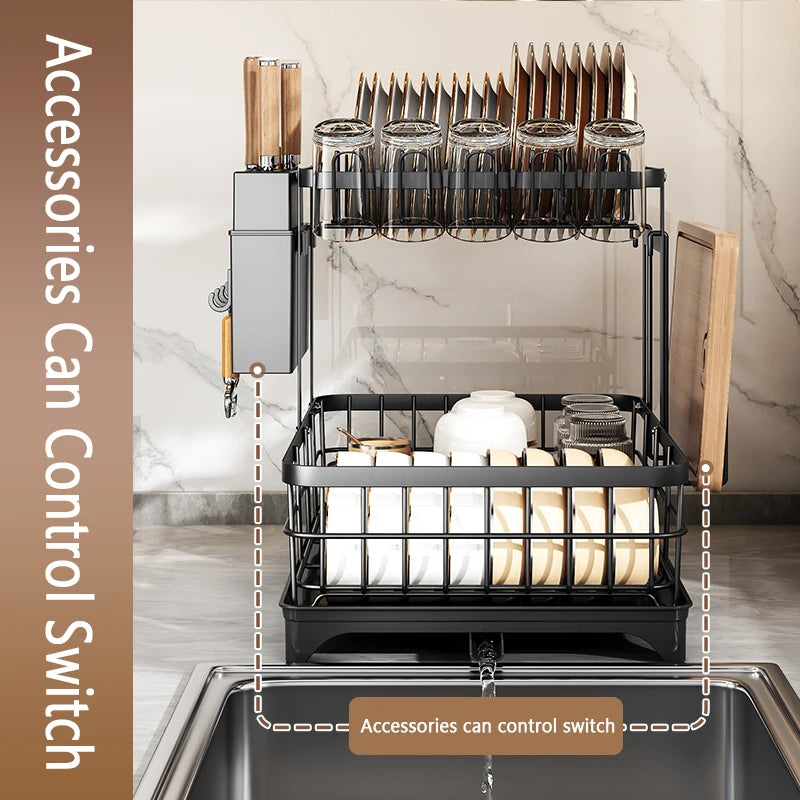 1 Or 2-Tier Space-Saving Kitchen Dish Drying Rack,