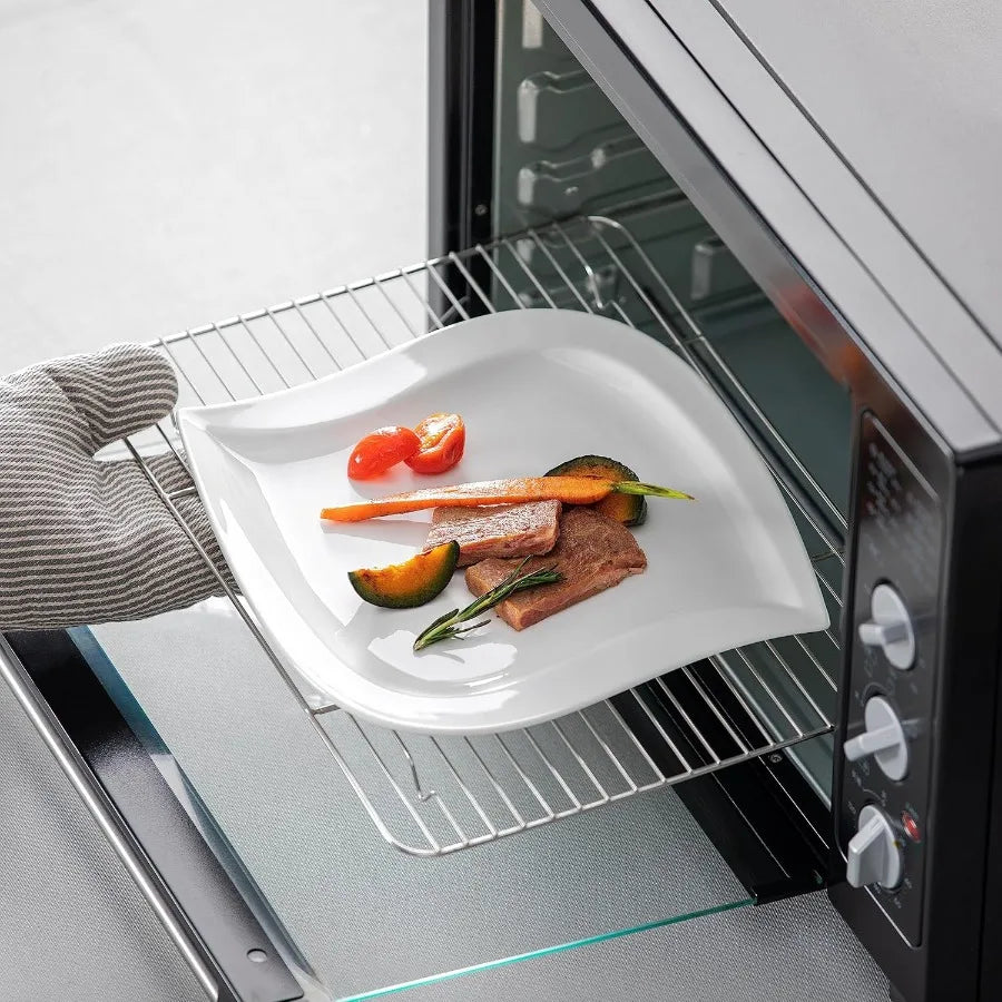 30Piece Ivory White Porcelain Dinnerware Set for 6 Including Plates Bowls Cups and Saucers for Dining and Kitchen Use Microwave