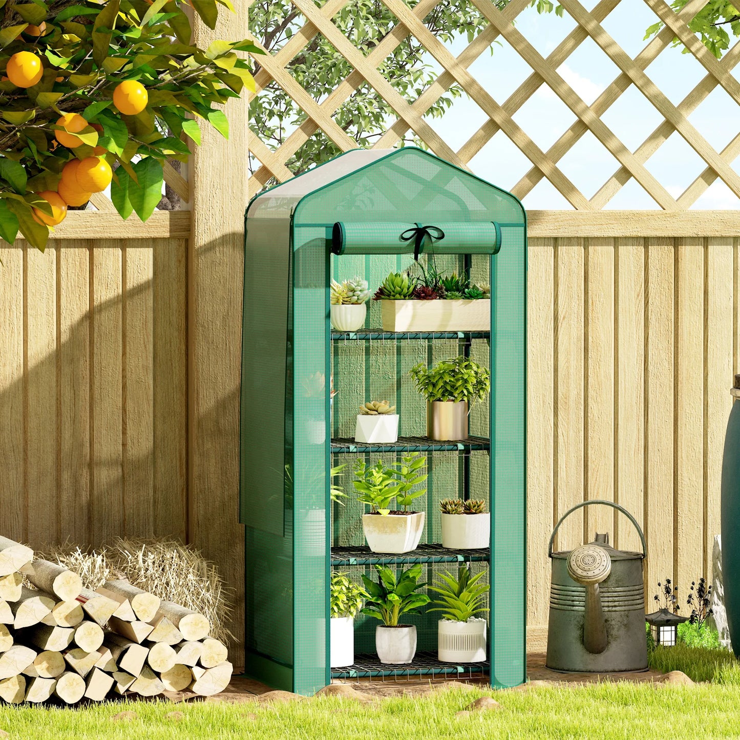 4 Tier Mini Greenhouse with Screen Roof,