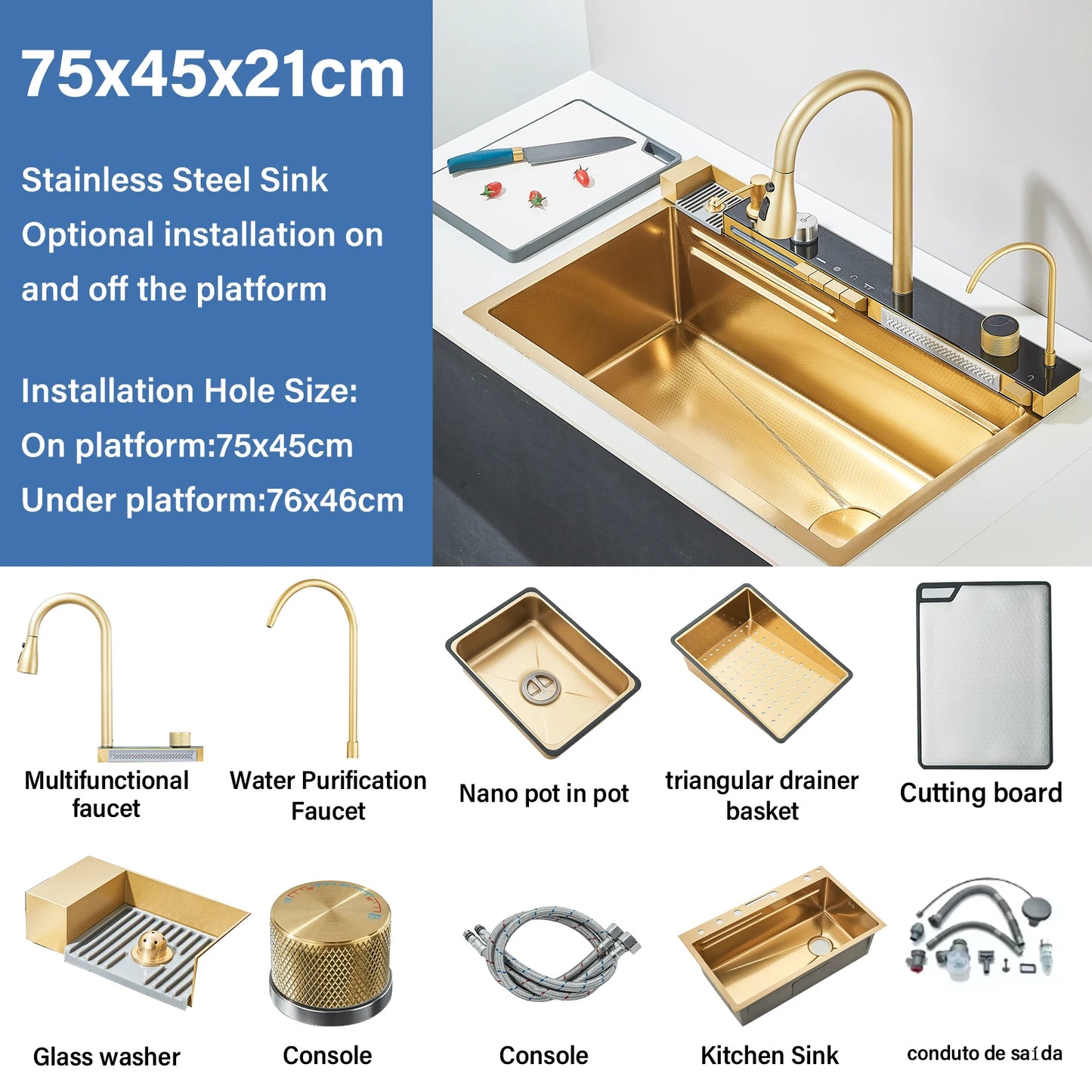 Stainless Steel Waterfall Kitchen Sink