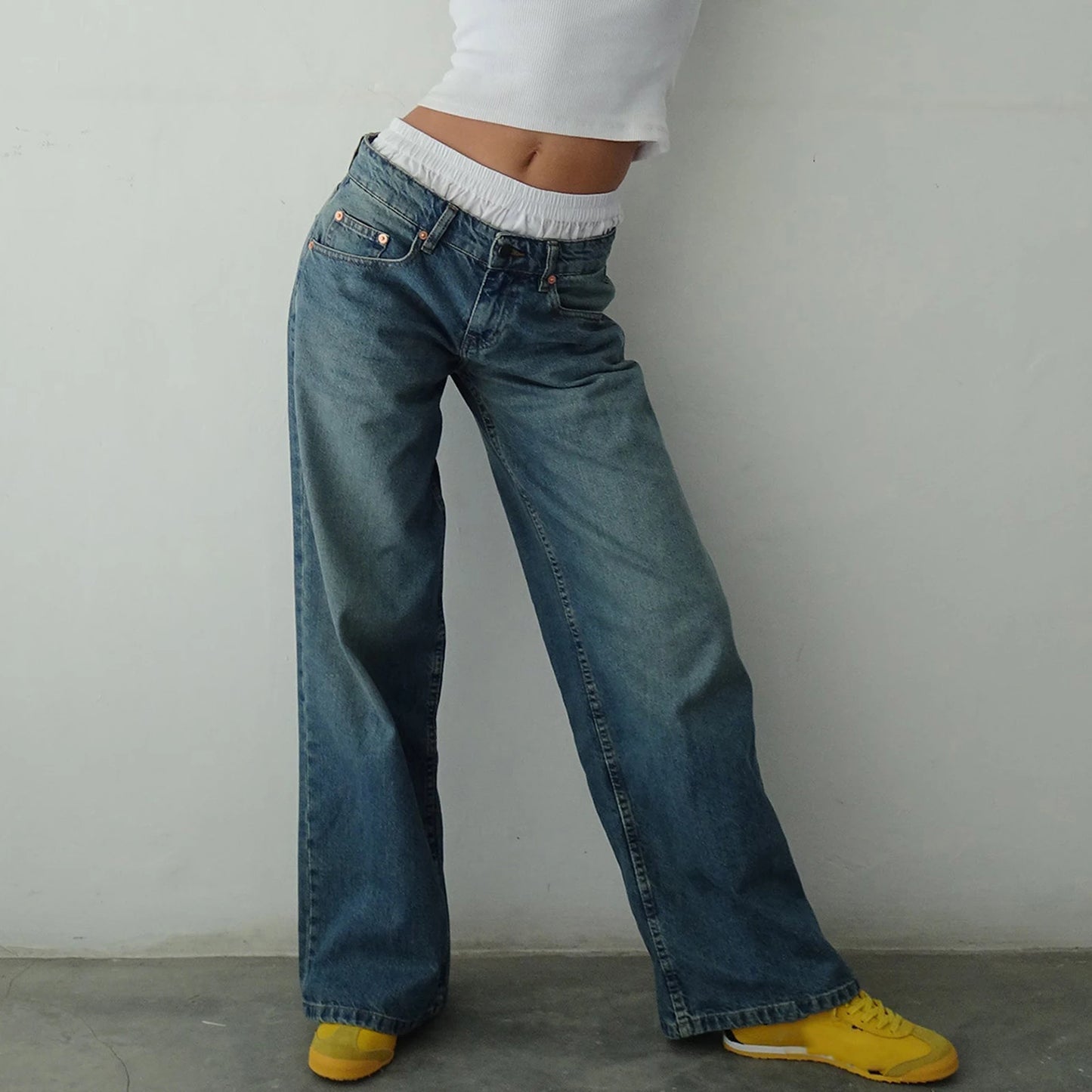 Y2K Baggy Jeans for Women Trendy Low Rise