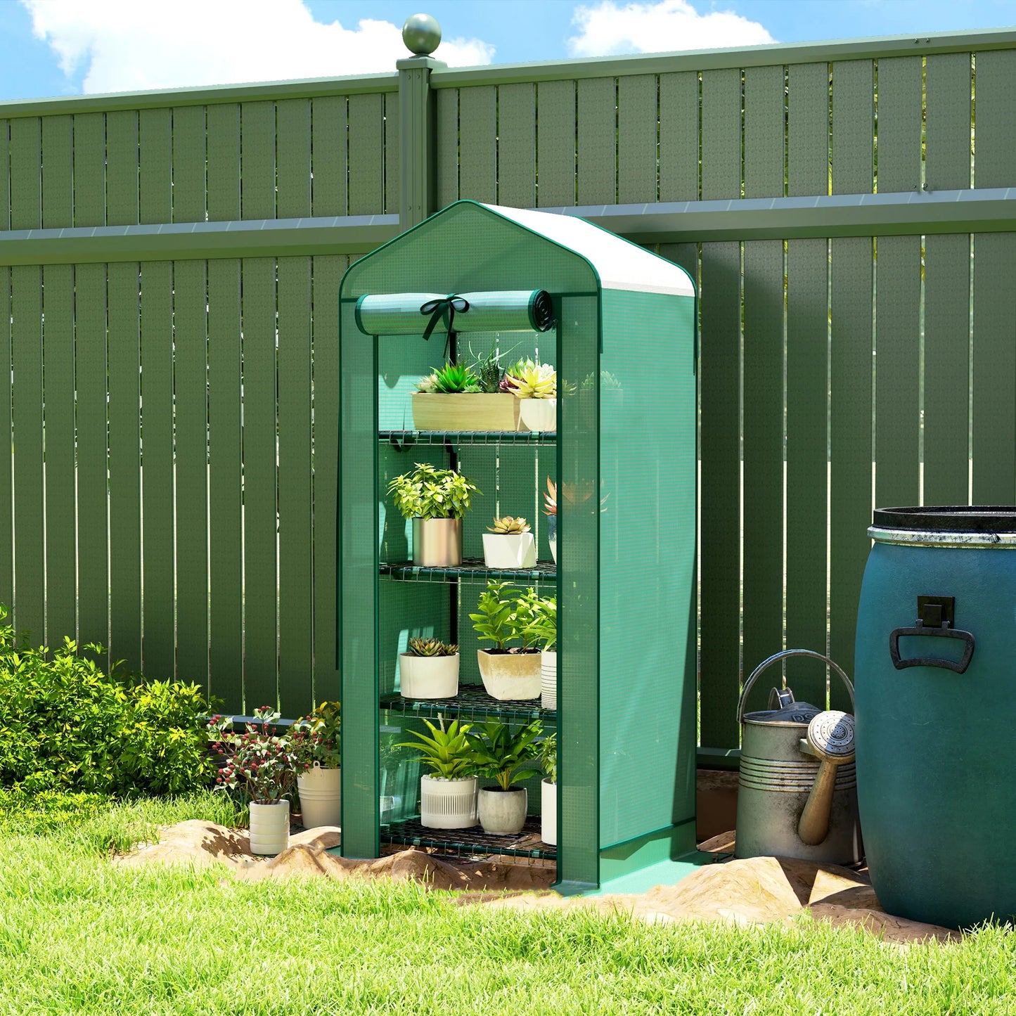 4 Tier Mini Greenhouse with Screen Roof,