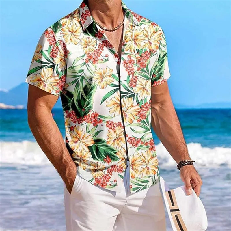 Men s Floral Print Short Sleeve