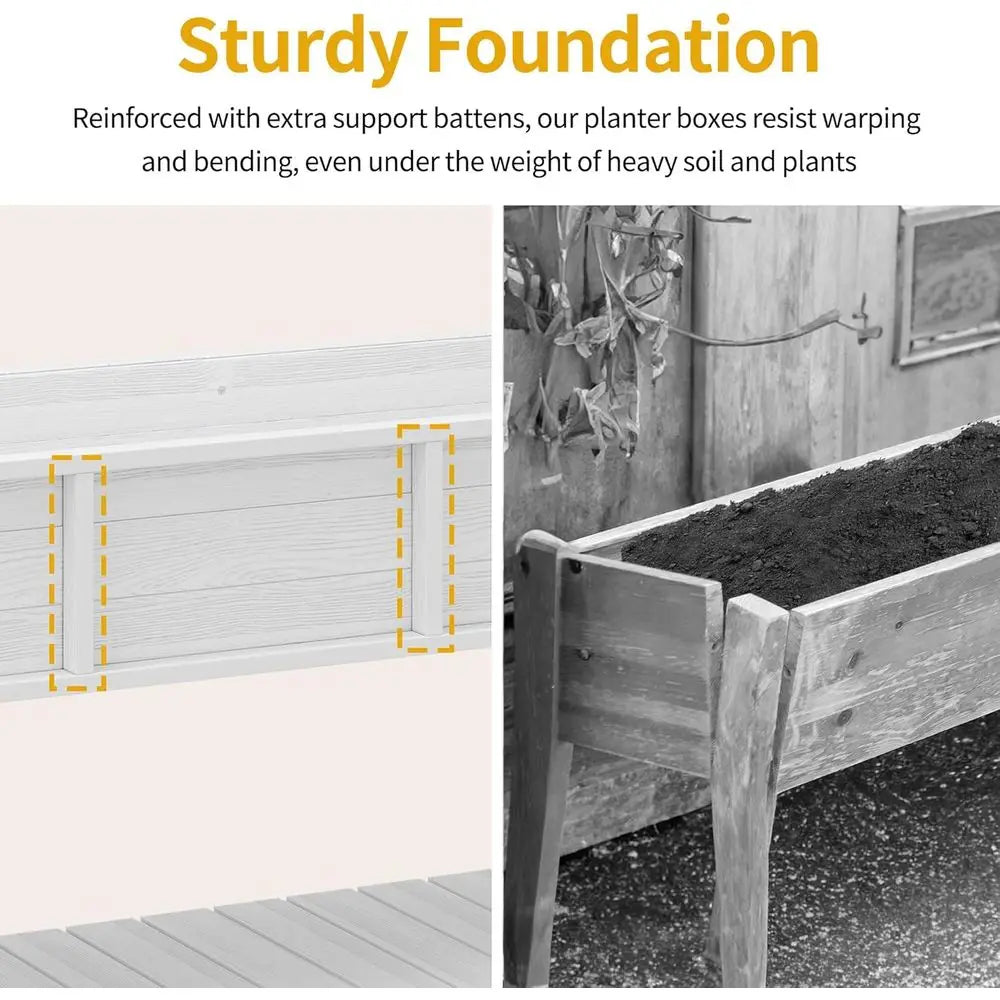 47x18x3in Raised Garden Bed HDPE Outdoor with Legs and Lockable Wheels, Weather-Resistant Poly-Wood Elevated Planter Box,