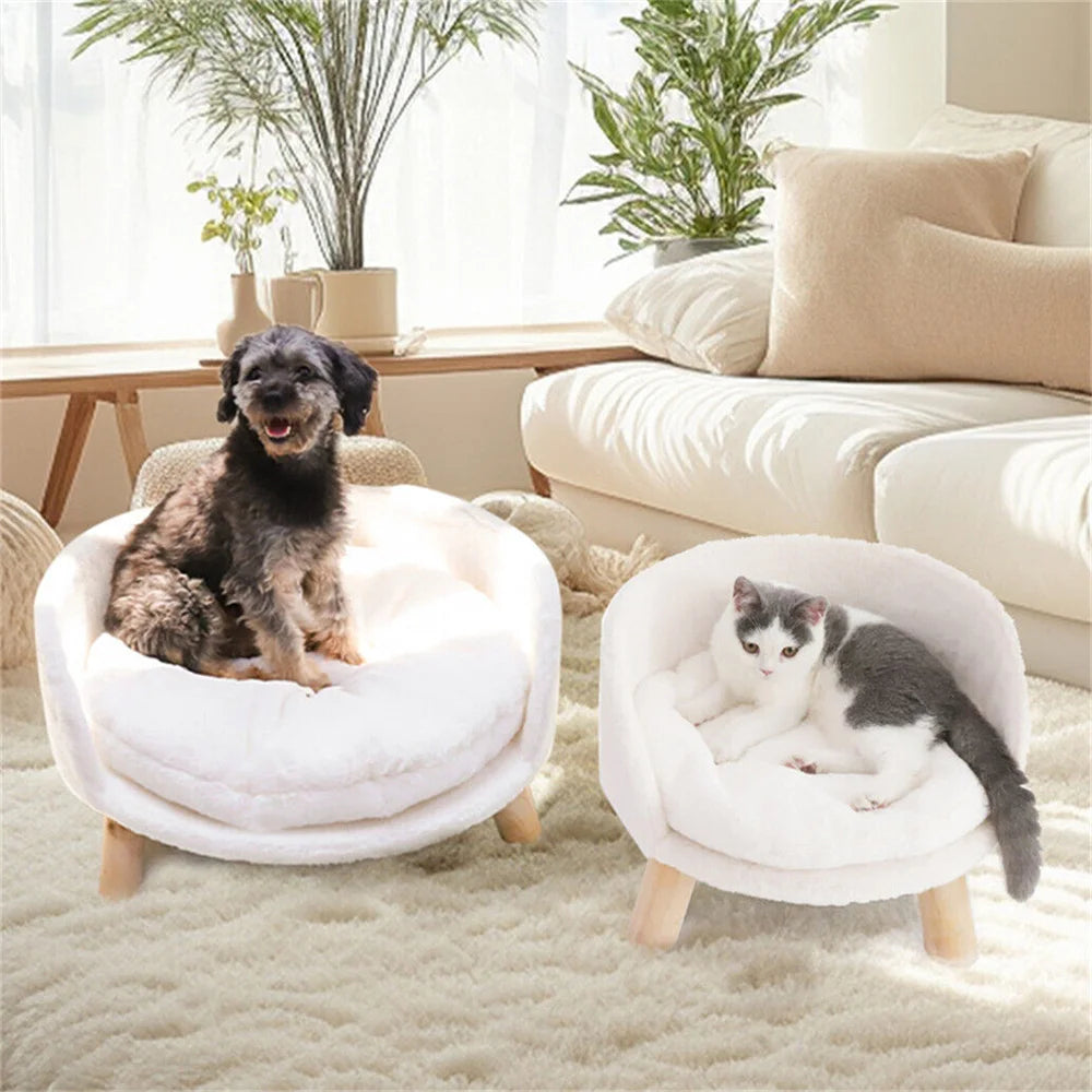 Ultra Soft Elevated Dog Cat Sofa Bed Couch Puppy Chair Backrest Stool Seat Lounger with Removable Waterproof Padded Cushion
