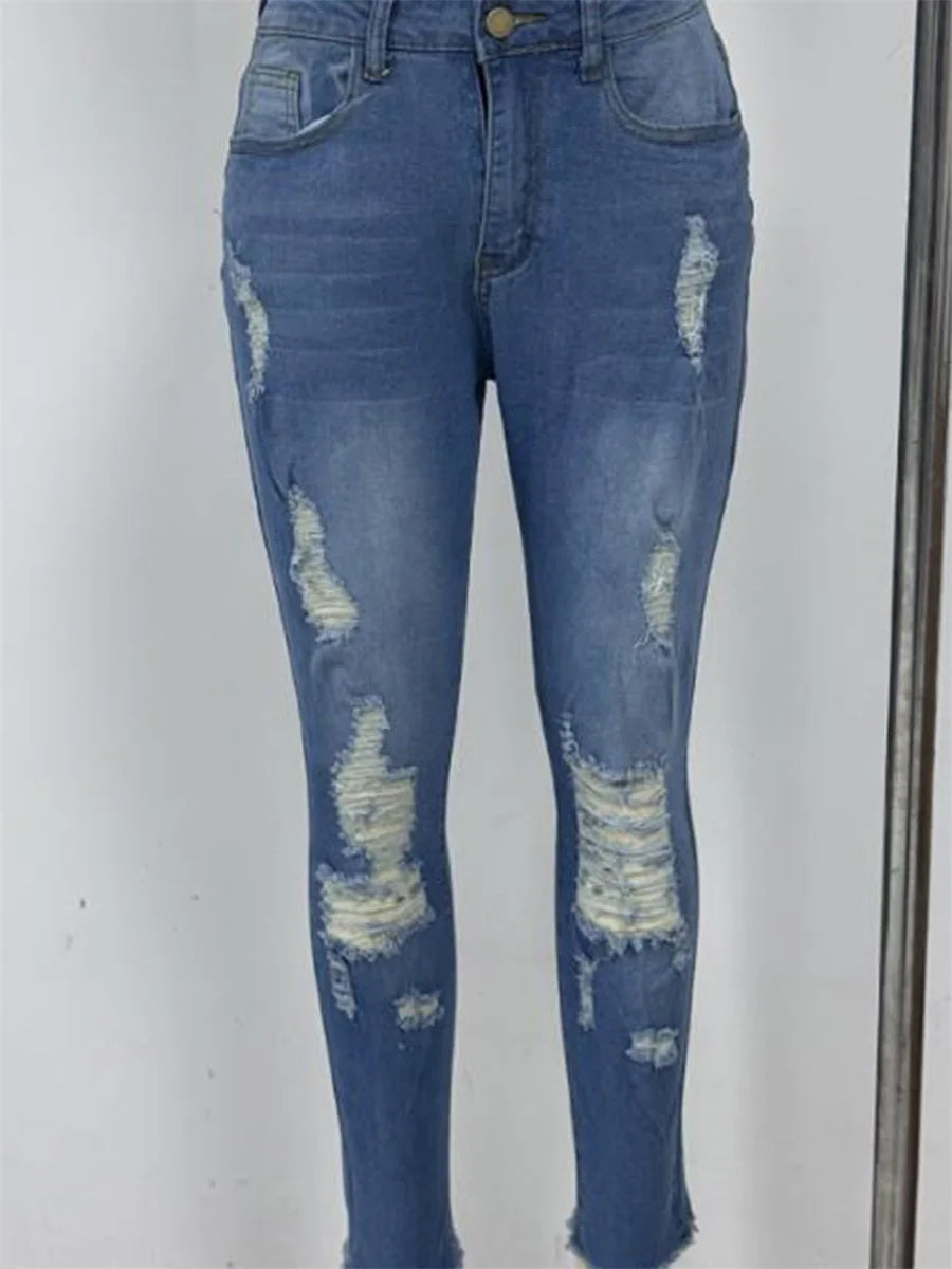 Ladies High Waist Skinny Jeans Stretch