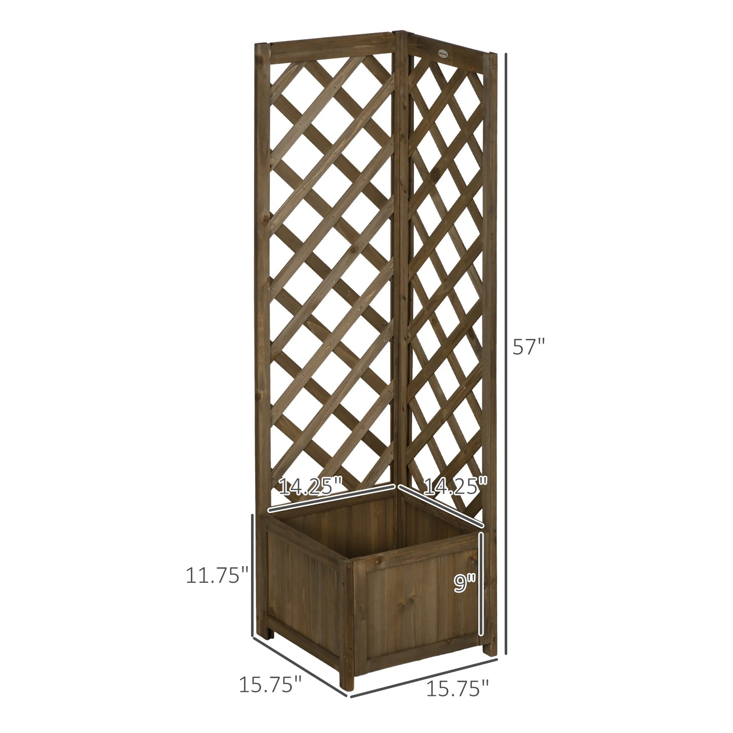 Wooden Raised Garden Bed with Trellis, 57" Freestanding Corner Planter Box