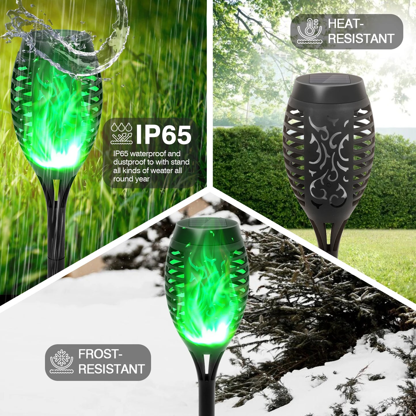 Solar Flame Light Outdoor with Flickering Flame Waterproof Lawn Ground Inserted Landscape for Garden