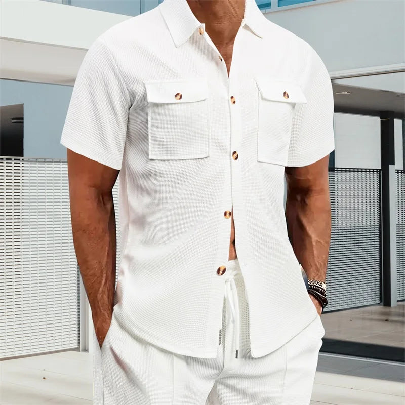 Men s Casual Short Sleeve Button Down Shirt