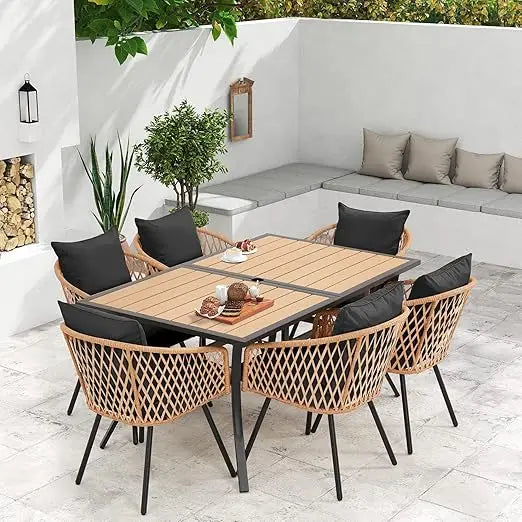 7-Piece All-Weather Rattan Patio Dining Set