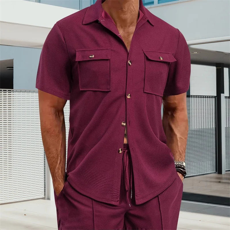 Men s Casual Short Sleeve Button Down Shirt