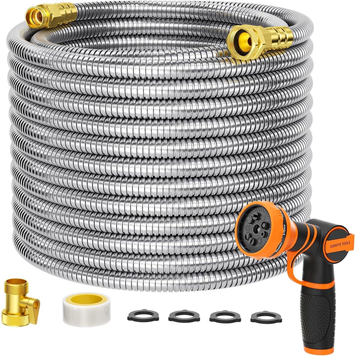 5/8" Garden Hose, Stainless Steel Metal Water Hose,