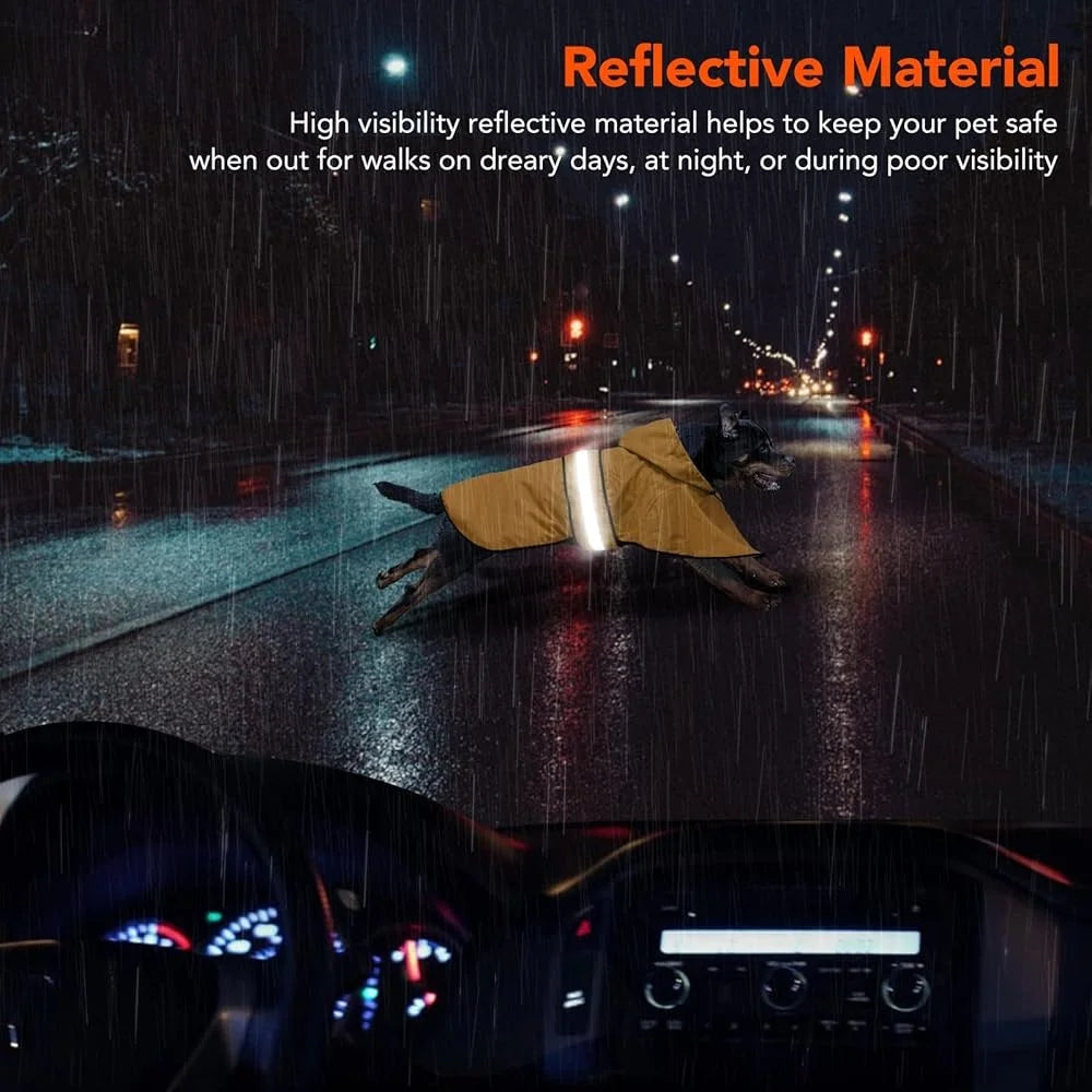 Waterproof Reflective Dog Rain Jacket Lightweight Adjustable Poncho Pet Walking Outdoor Travel Rainy Days