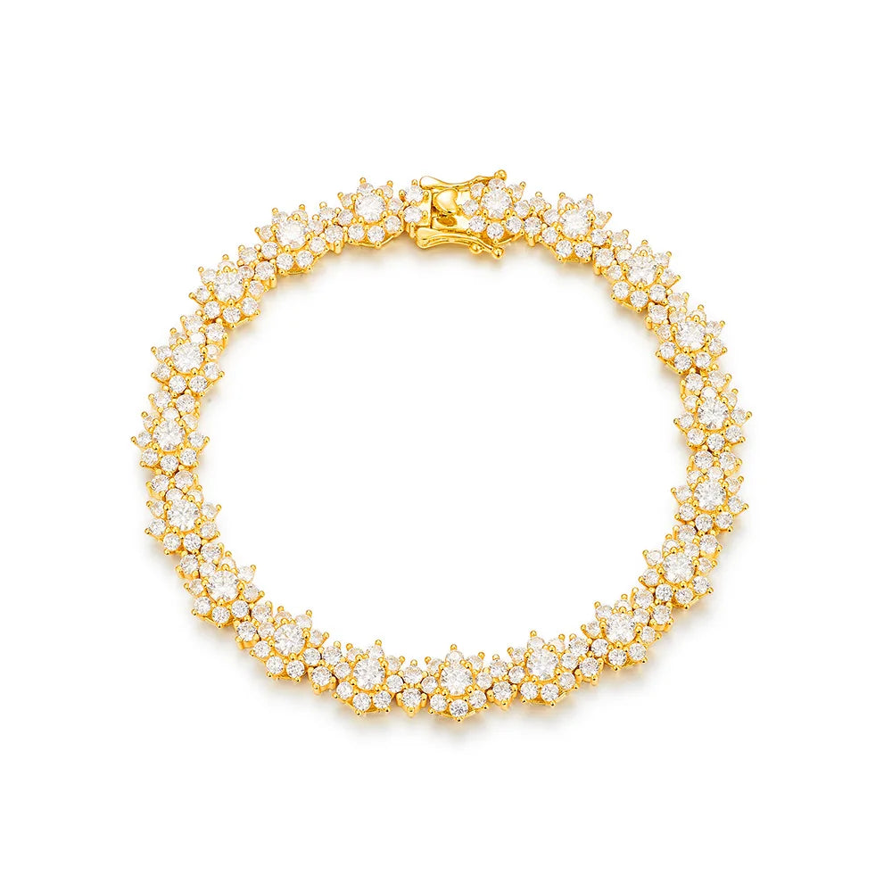 Sparkling Sunflower Bracelet S925 Silver 4.0MM Main Stone 6-8.5 Adjustable Sizes Luxury Jewelry