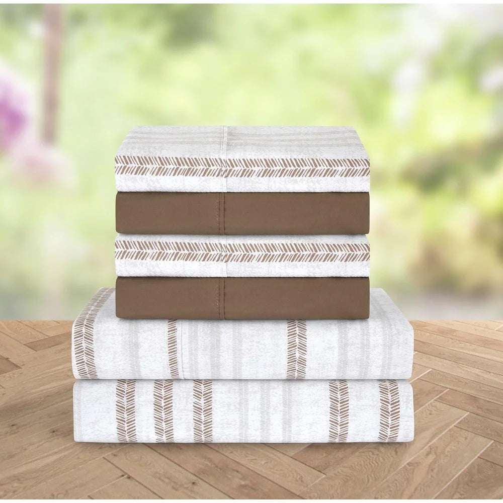 Luxury Twin XL Microfiber Deep Pocket Sheet Set 6-Piece Bedding Soft Breathable Fitted Flat Pillowcases Perfect Gift Easy Care