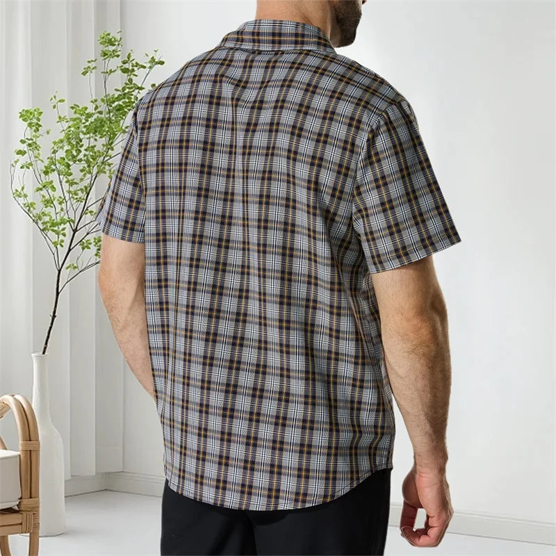 Men s Plaid Short Sleeve Button Down Shirt