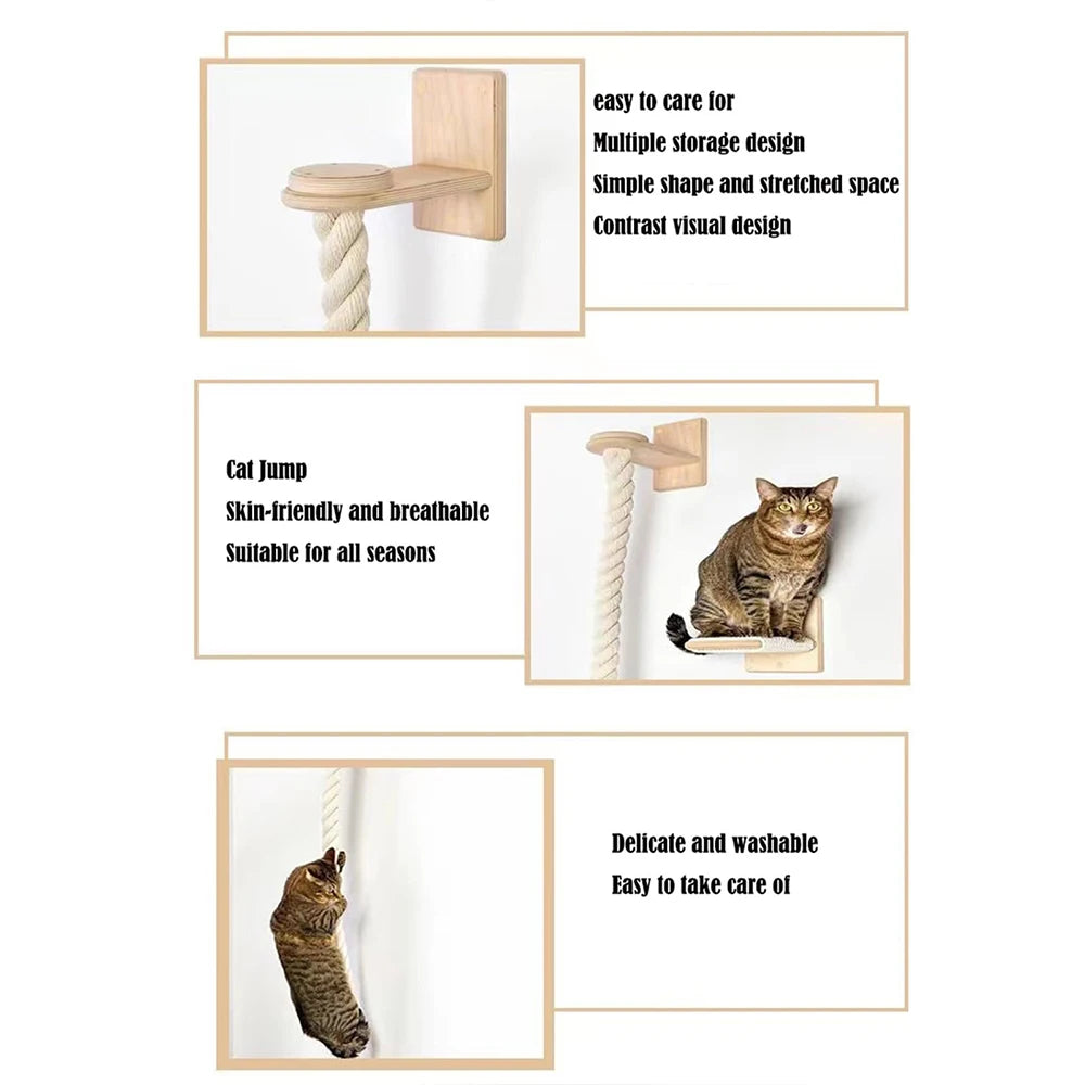 Cat Climbing Shelf and Rope Tree Wall Mounted