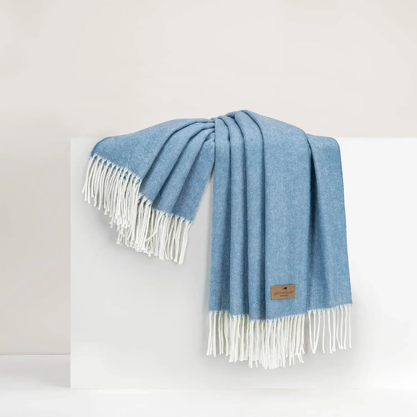 Luxury Crystal Blue Herringbone Throw