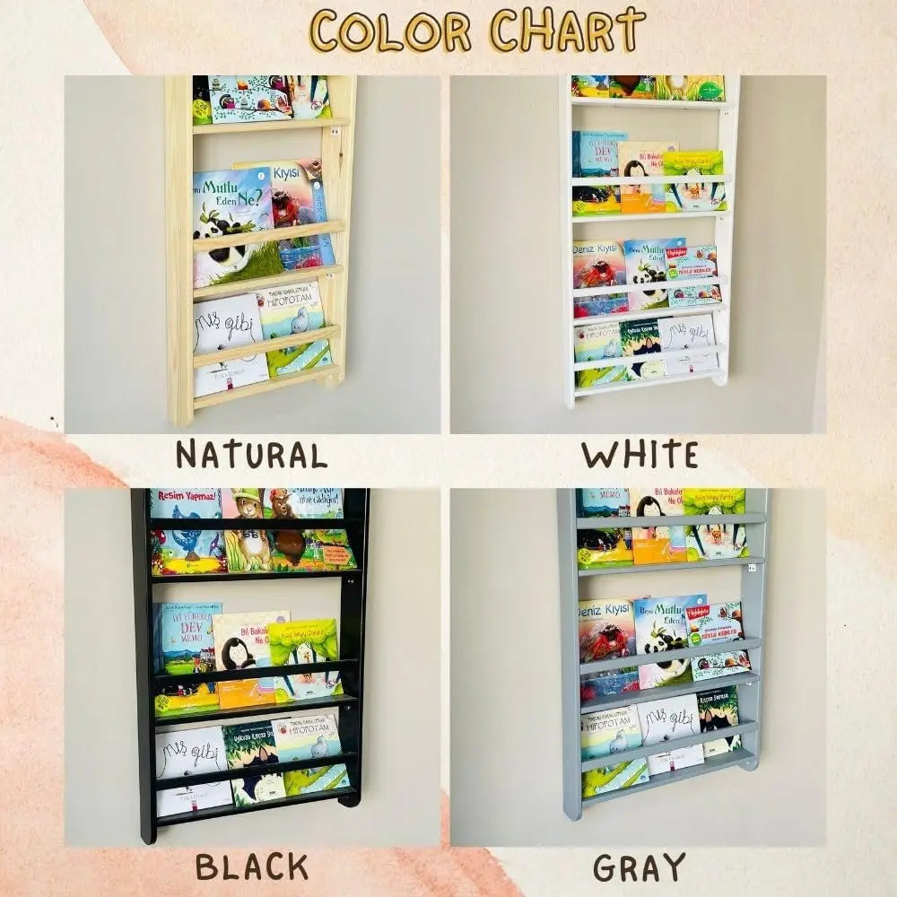 Wall Mounted Montessori Kids Bookshelf,