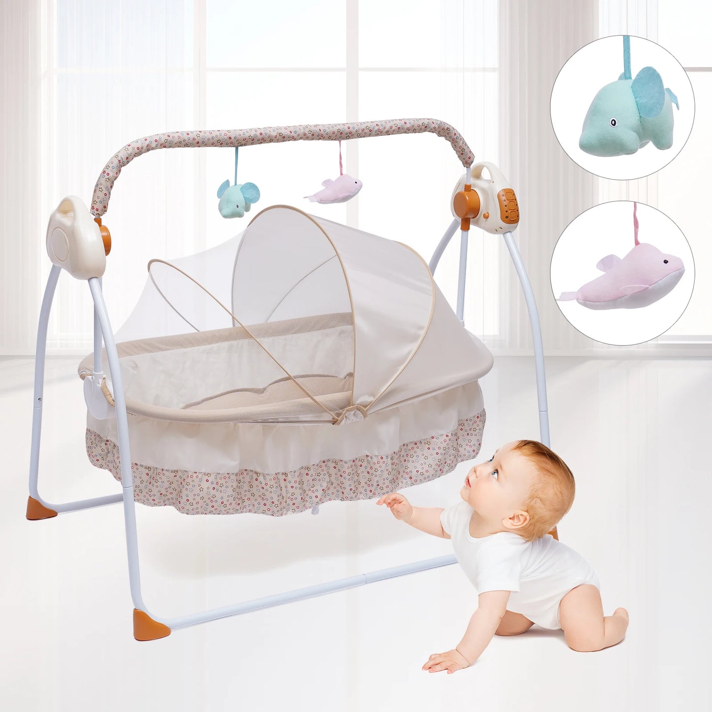 Electric Baby Crib Cradle Auto-Swing