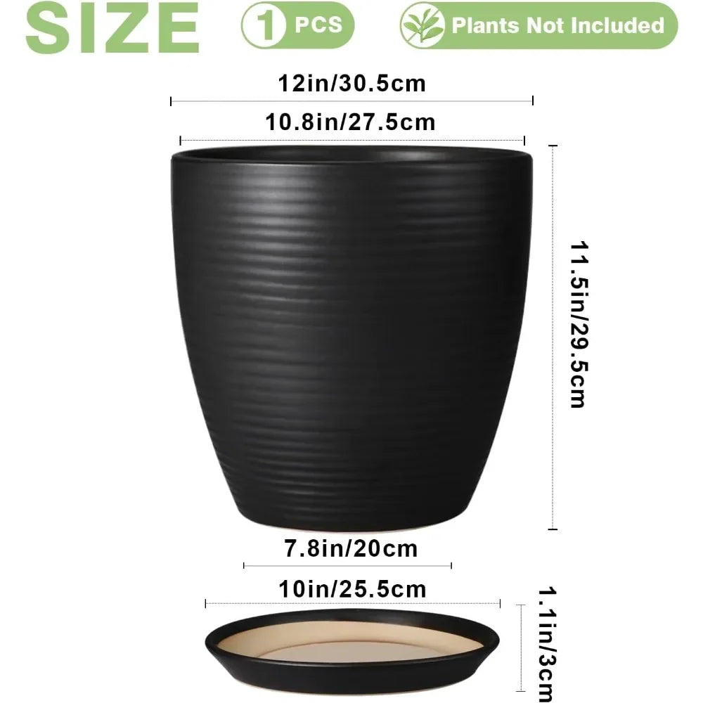 12 Inch Pots for Plants - Ceramic Planter Pot,