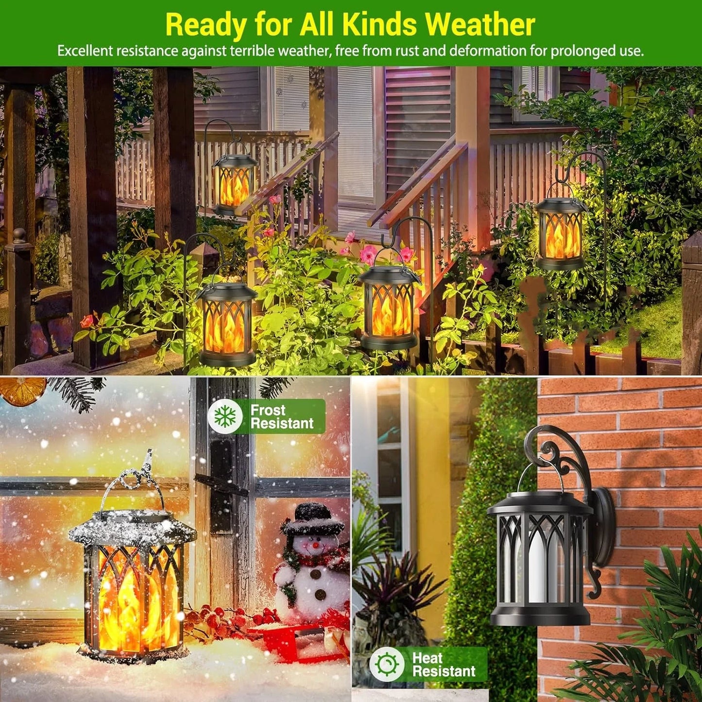 2/4 Pack Upgraded Flickering Flame Solar Lanterns