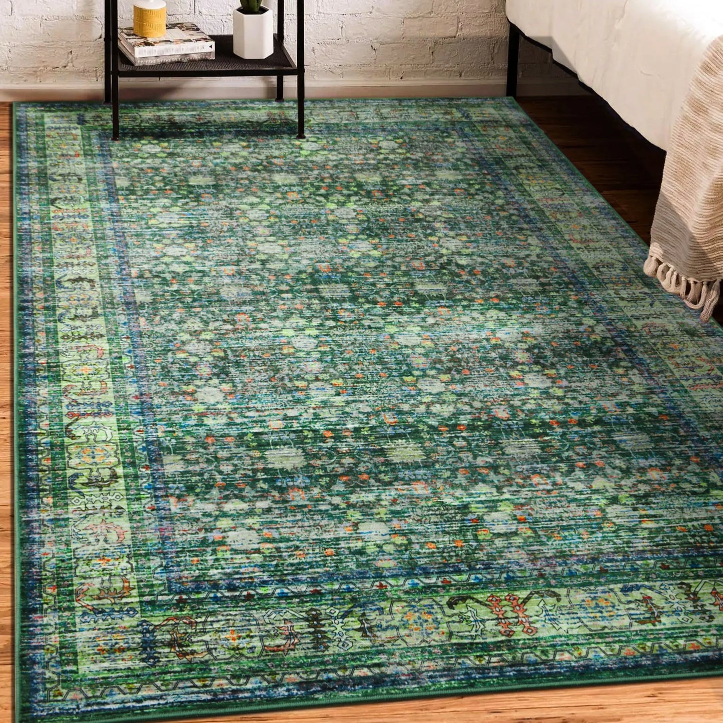 Faux Cashmere Vintage Floral Rugs Soft Accent Area Rug