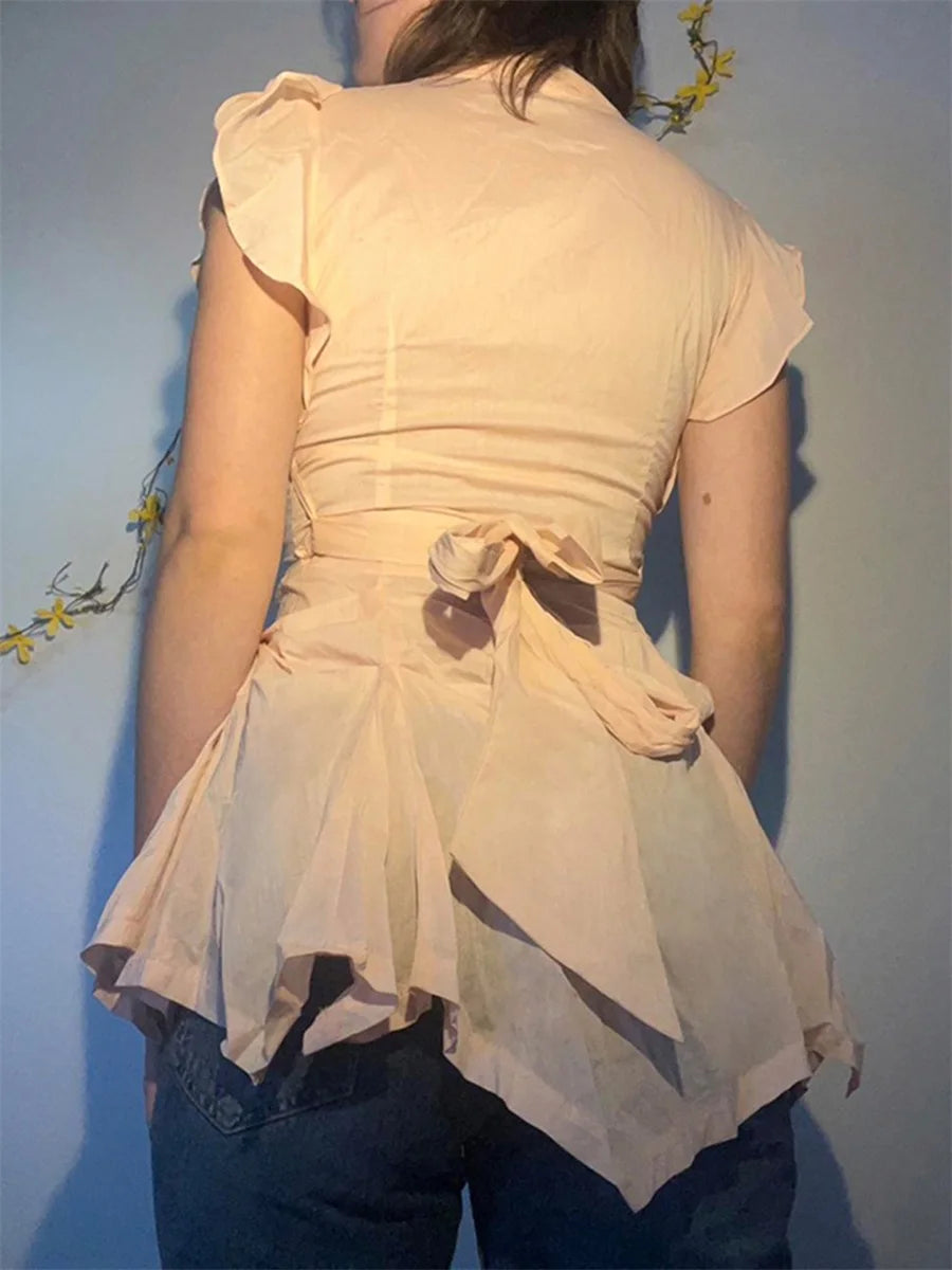 Elegant Sleeveless Ruffle Blouse