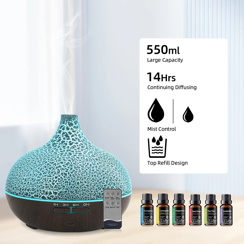 Crack Design Ultrasonic Diffuser 550ml Humidifier with Auto Shut Off